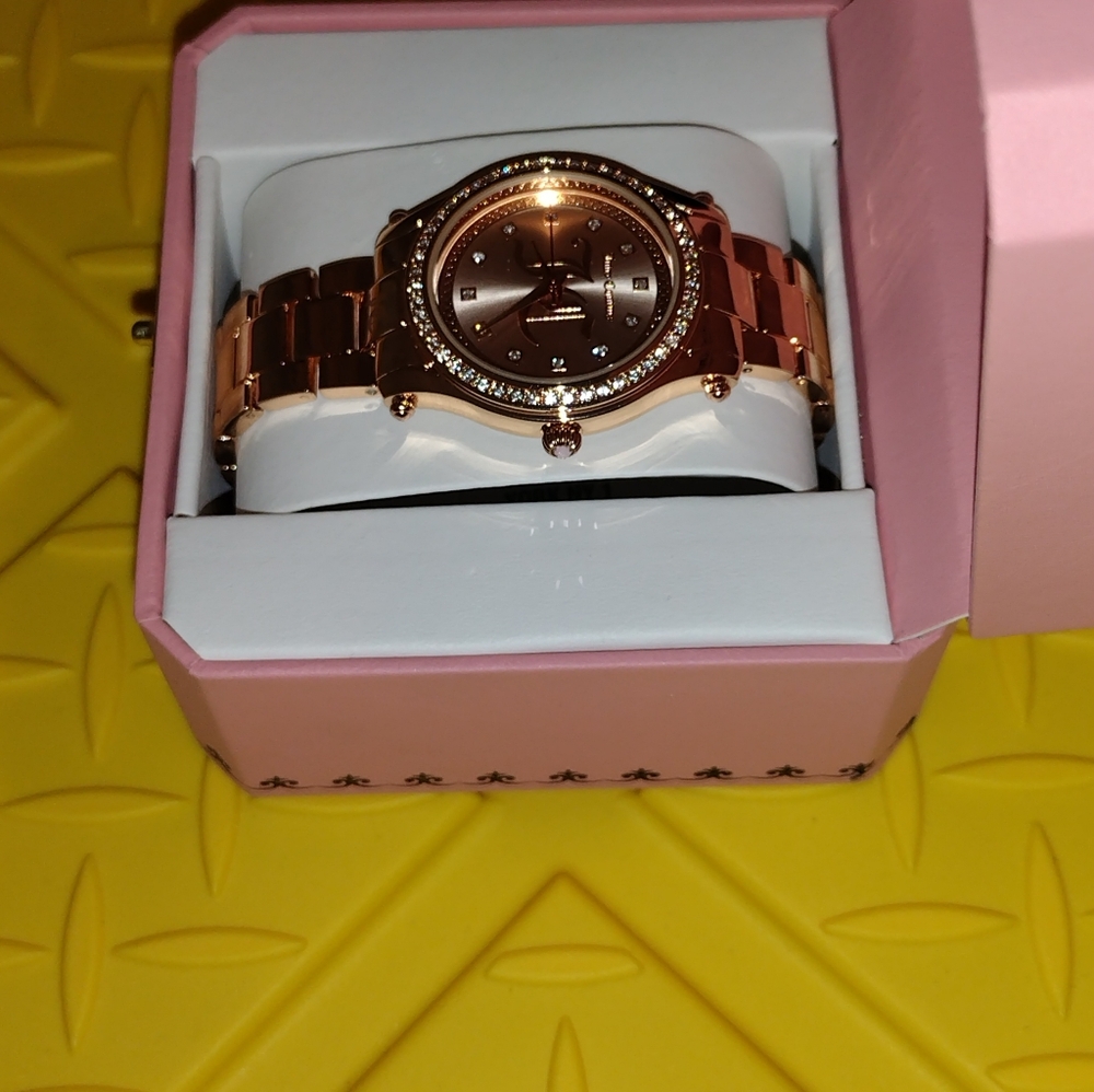 JUICY COUTURE TWO ROSE GOLD  WATCH JUICY COUTURE WATCH RHINESTONES WATCH NEW - Picture 5 of 7